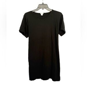 J. Crew 100% Cotton Dress Short Sleeve Solid Black Tie Back Womens Size Large